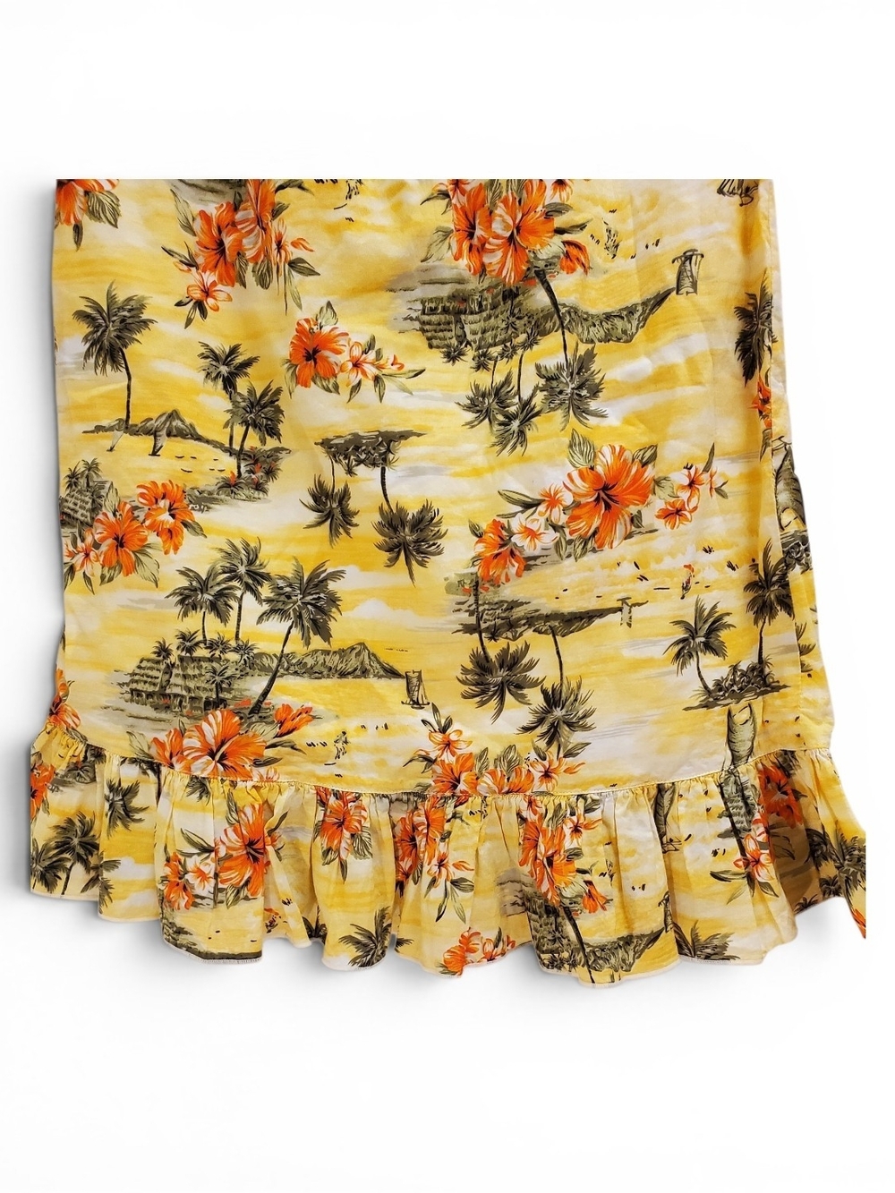 Tropical Yellow Floral Ruffle Mini Skirt - Picture 6 of 7